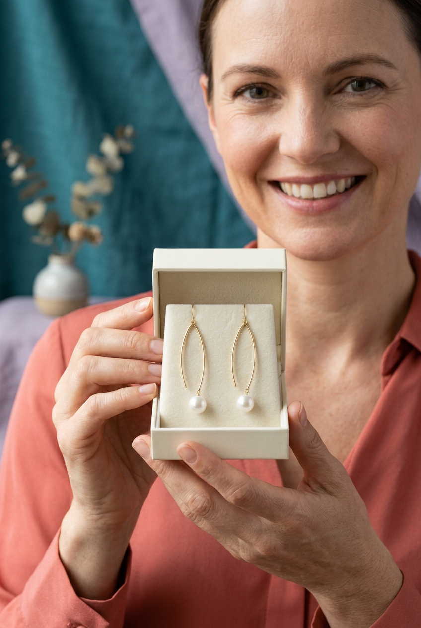 Pearl-Accented Drop Earrings with a Slim Metal Arc and an Elegant Contemporary Silhouette
