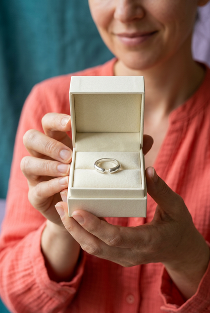 Minimalist Adjustable Open Band Ring with a Softly Tapered Profile and Clean Contemporary Lines