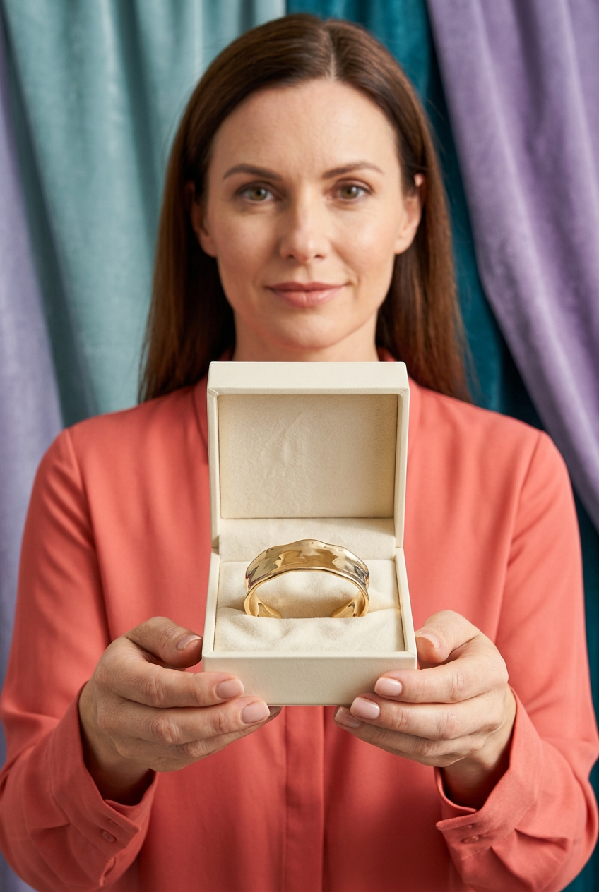 Organic Contour Gold-Tone Cuff Bracelet with a Smooth Open Shape and Modern Sculptural Finish