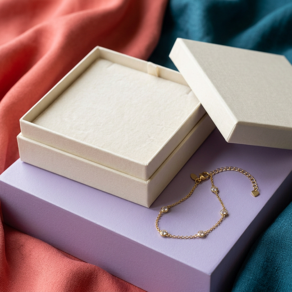 Delicate Station Chain Bracelet with Small Glass Bead Accents and a Fine Adjustable-Look Finish