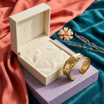 Organic Contour Gold-Tone Cuff Bracelet with a Smooth Open Shape and Modern Sculptural Finish