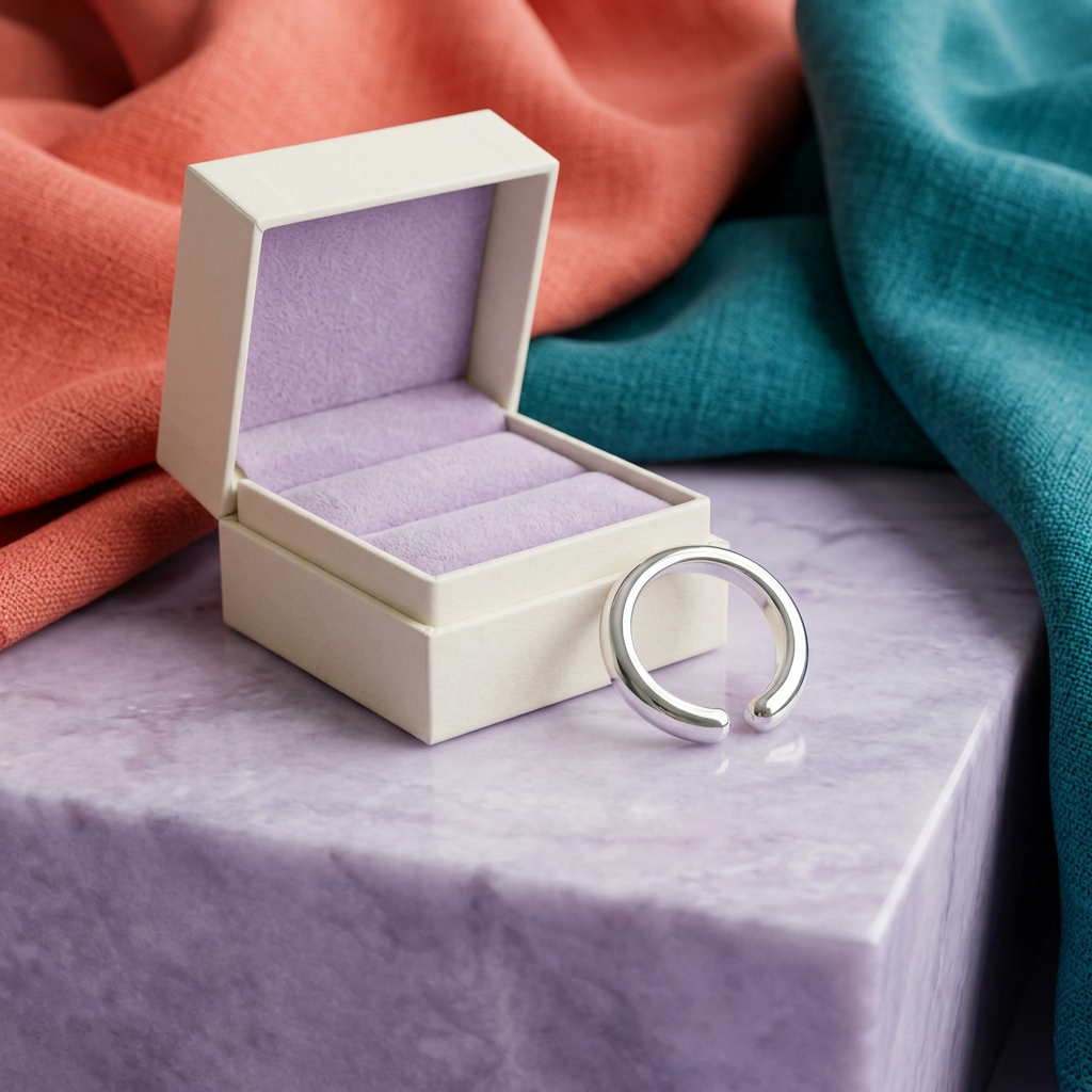 Minimalist Adjustable Open Band Ring with a Softly Tapered Profile and Clean Contemporary Lines