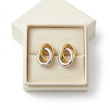 Geometric Stud Earrings with Mixed-Finish Rounded Shapes for a Modern Minimalist Accessory