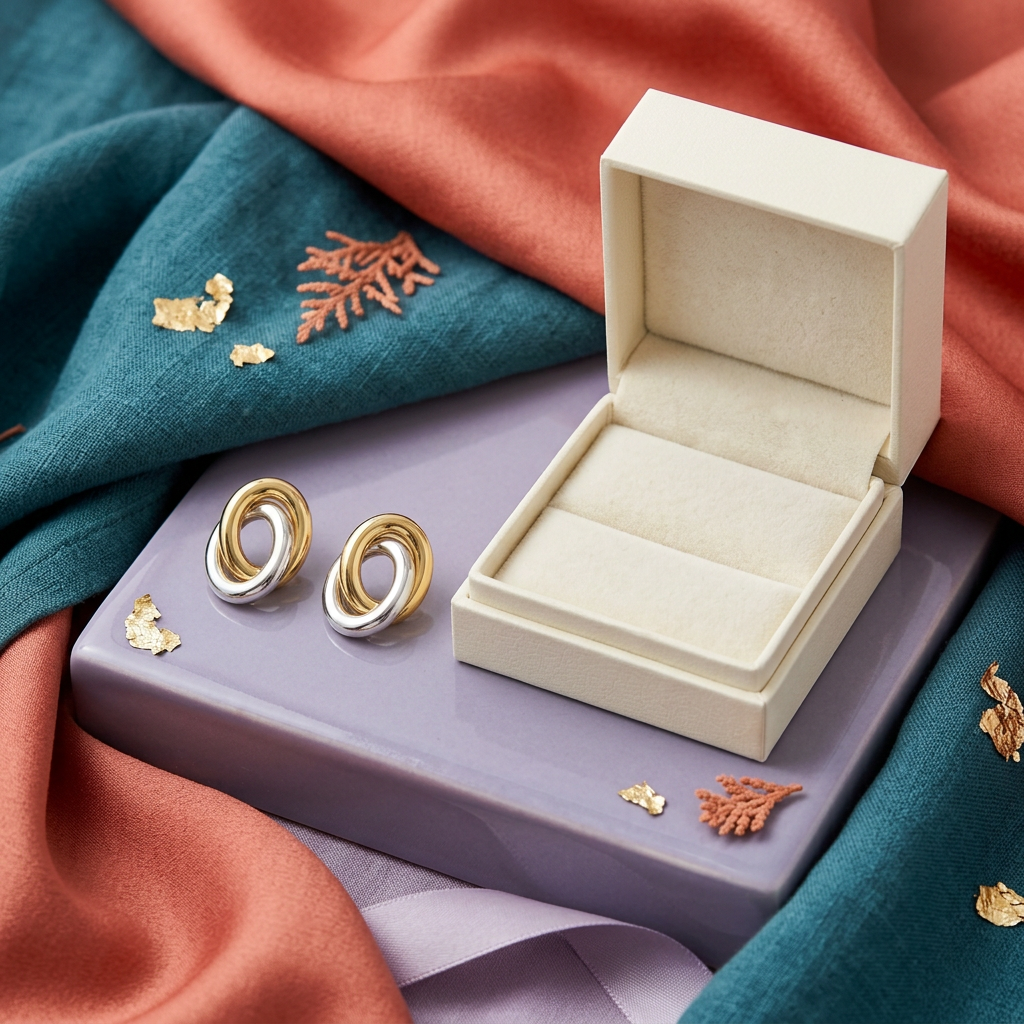 Geometric Stud Earrings with Mixed-Finish Rounded Shapes for a Modern Minimalist Accessory